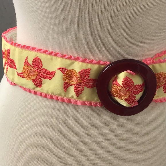 Hadley Pollett Zinnia Embroidered O-ring Belt Reversible Adjustable Adorable - Picture 7 of 12